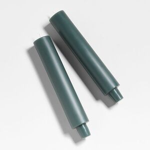 New! Crate&Barrel 8.5” Green Glimmer Tapers Candles, Set of 2